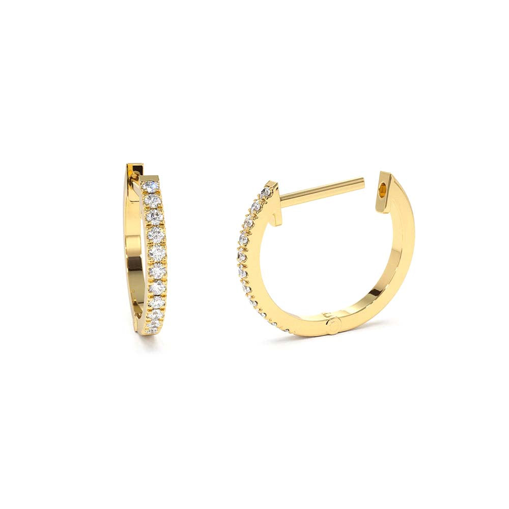 14K Gold Mini Diamond Huggies Earrings by Orlina Fine