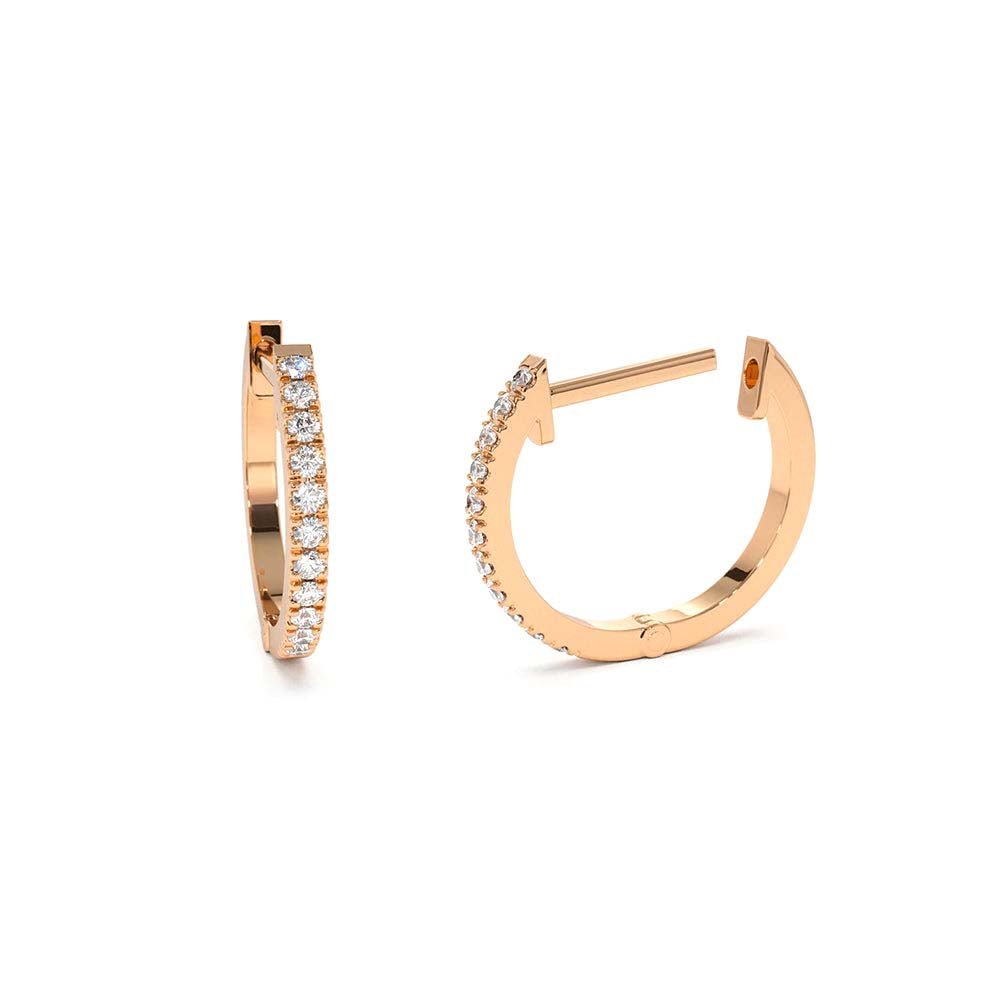 14K Gold Mini Diamond Huggies Earrings - view 2