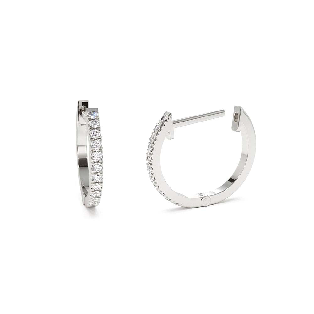 14K Gold Mini Diamond Huggies Earrings - view 3