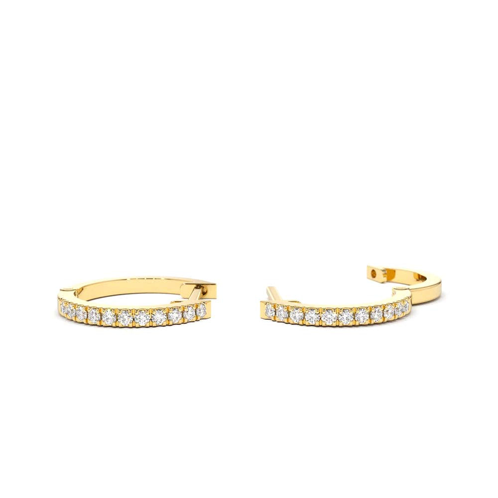 14K Gold Mini Diamond Huggies Earrings - view 4