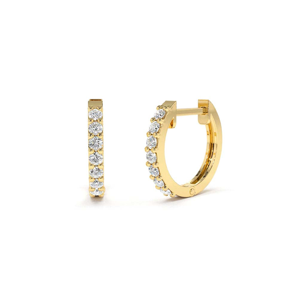 14K Gold Diamond Hoop Earrings by Orlina Fine