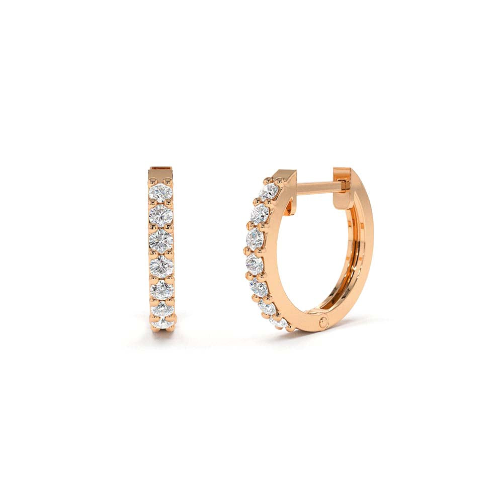 14K Gold Diamond Hoop Earrings - view 2