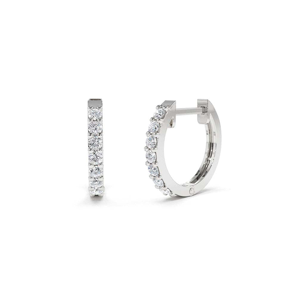 14K Gold Diamond Hoop Earrings - view 3