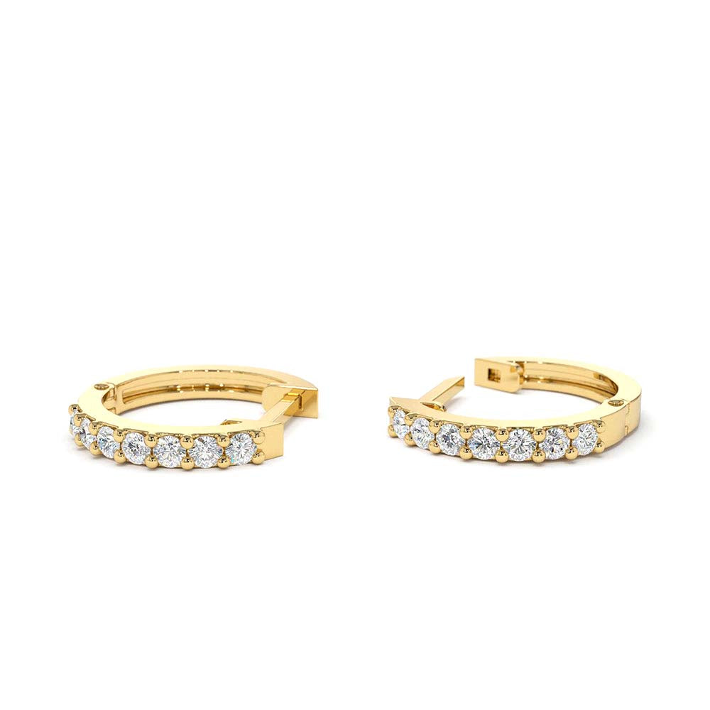 14K Gold Diamond Hoop Earrings - view 4