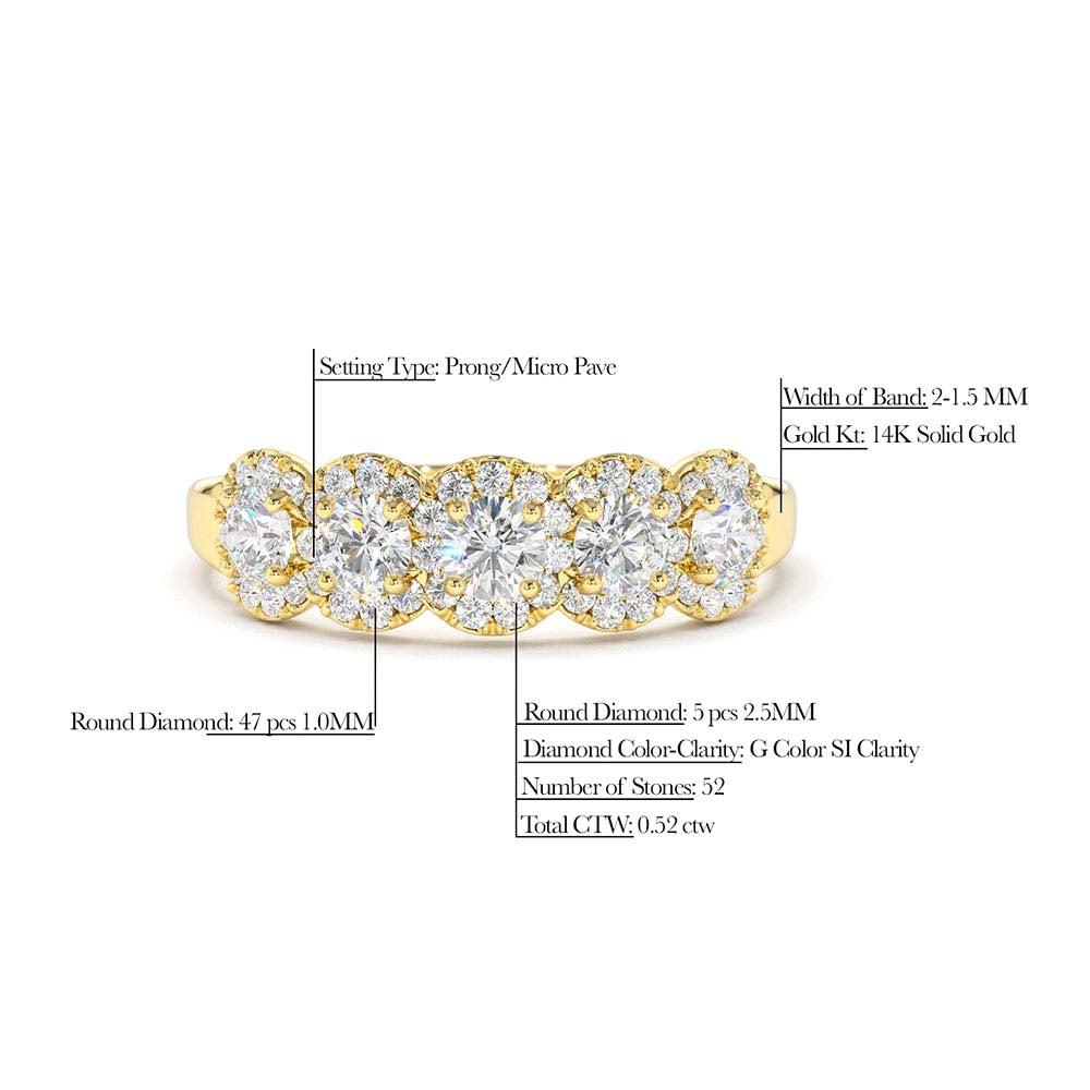 14K Gold Diamond Wedding Band - view 5