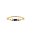 14K Baguette Blue Sapphire with Diamond Ring by Orlina Fine
