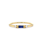 14K Baguette Blue Sapphire with Diamond Ring by Orlina Fine