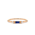 14K Baguette Blue Sapphire with Diamond Ring - view 2