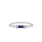 14K Baguette Blue Sapphire with Diamond Ring - view 3