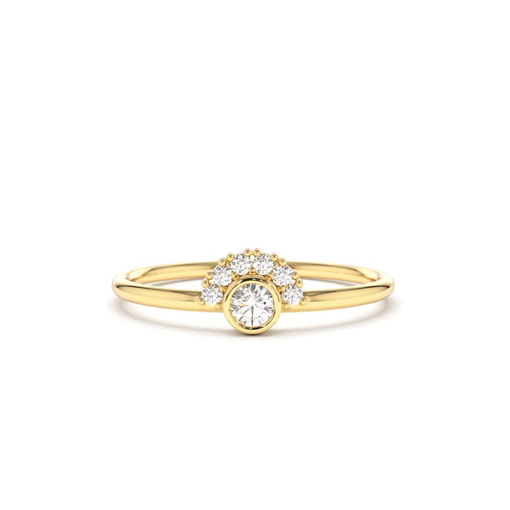 14K Gold Half Halo Diamond Ring by Orlina Fine