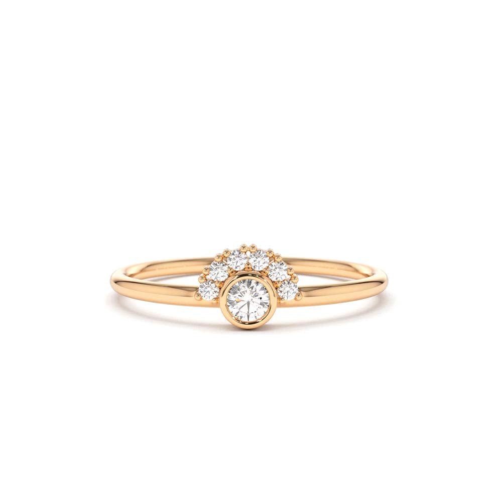 14K Gold Half Halo Diamond Ring - view 2