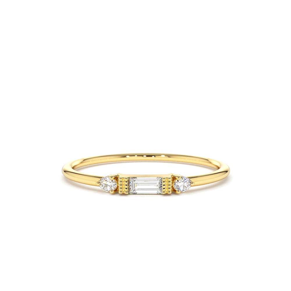 14K Gold Baguette and Round Diamond Ring by Orlina Fine