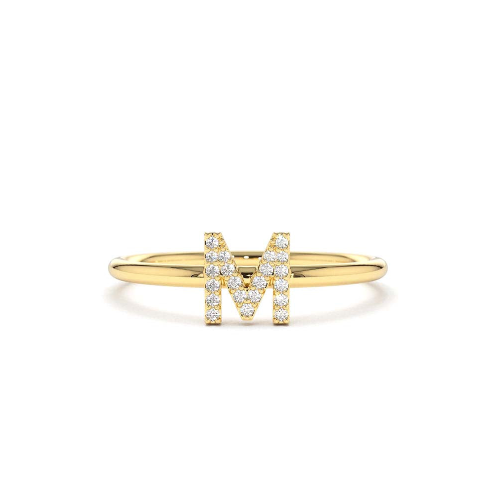 14K Gold Diamond Initial Ring by Orlina Fine