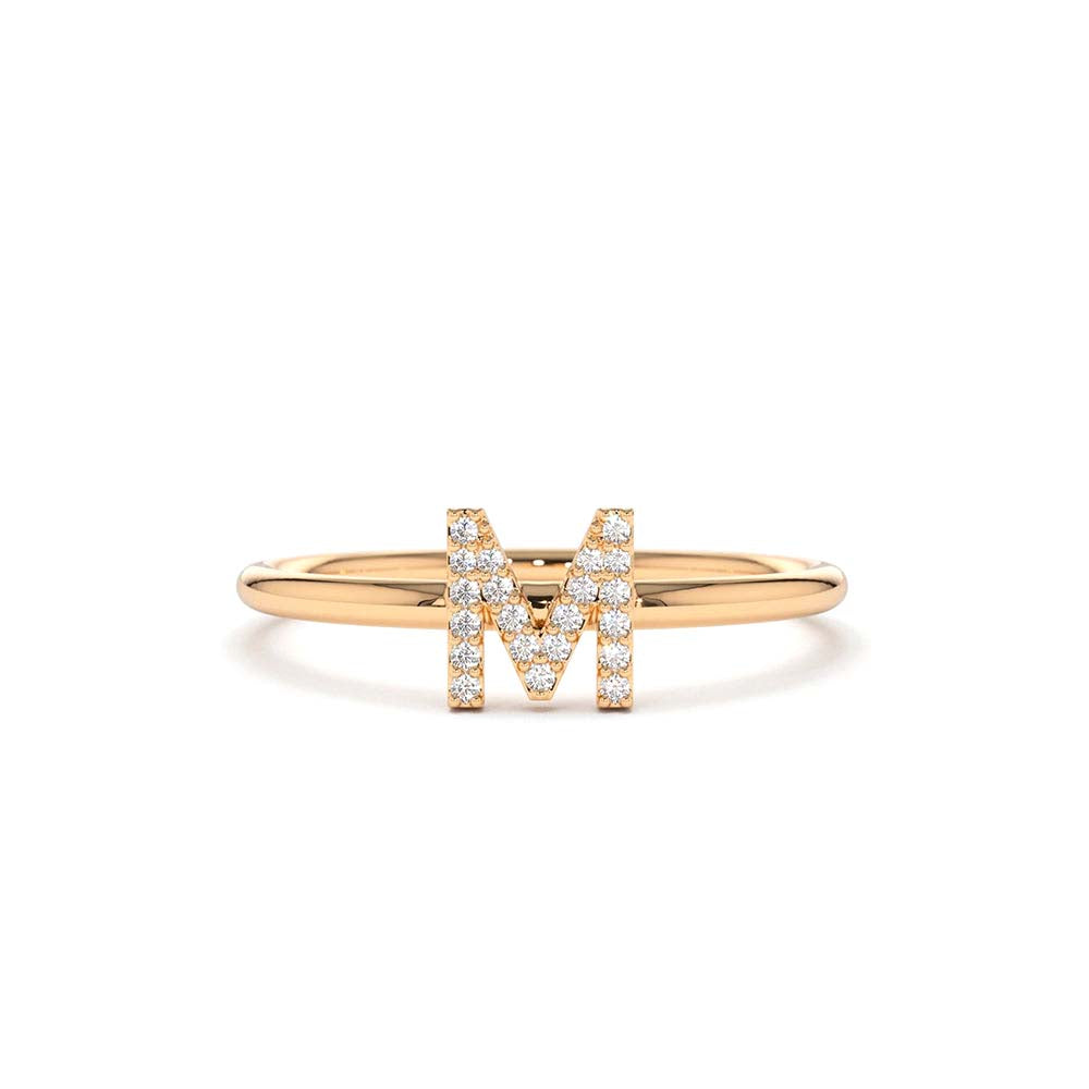 14K Gold Diamond Initial Ring - view 2