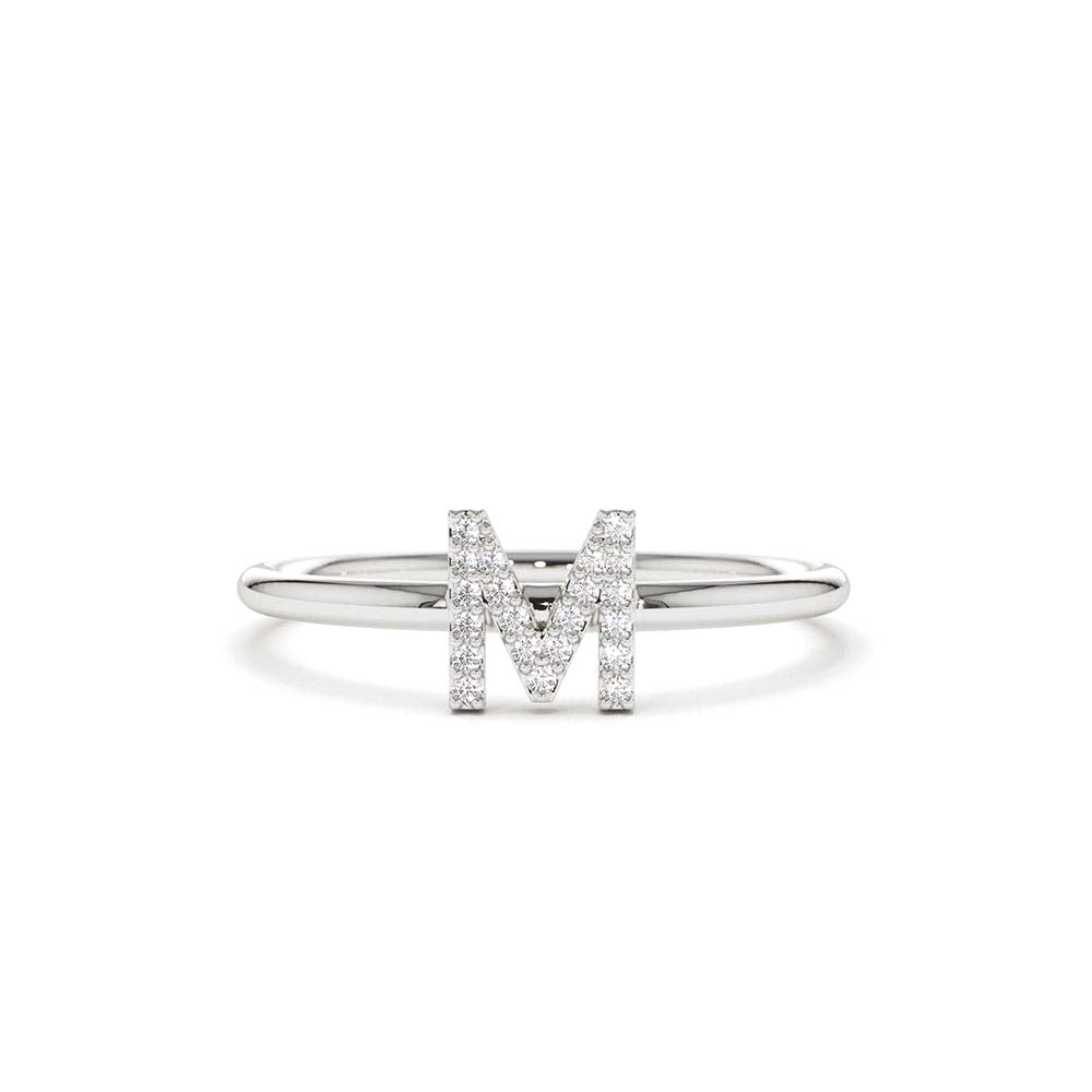 14K Gold Diamond Initial Ring - view 3