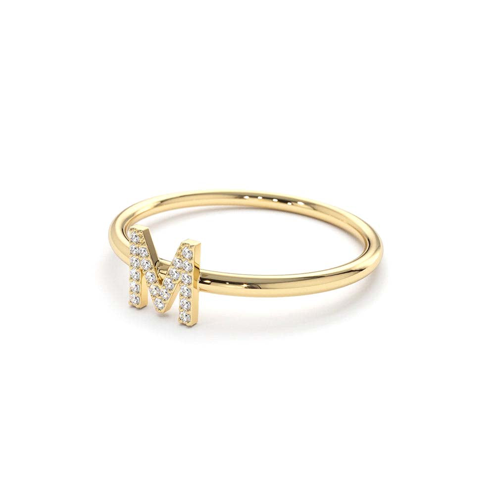 14K Gold Diamond Initial Ring - view 4