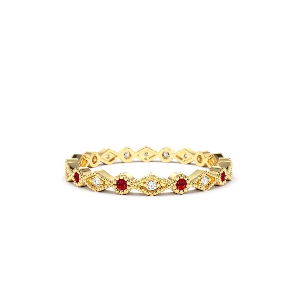 14K Ruby Art Deco Wedding Band by Orlina Fine