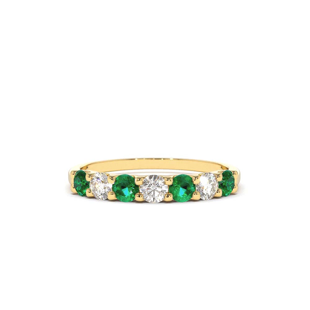 14K Gold Alternating Emerald and Diamond Wedding Band by Orlina Fine
