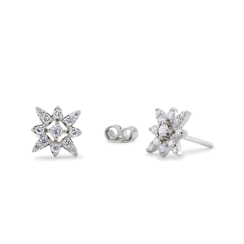 14K Gold Compass Star Diamond Earrings - view 3