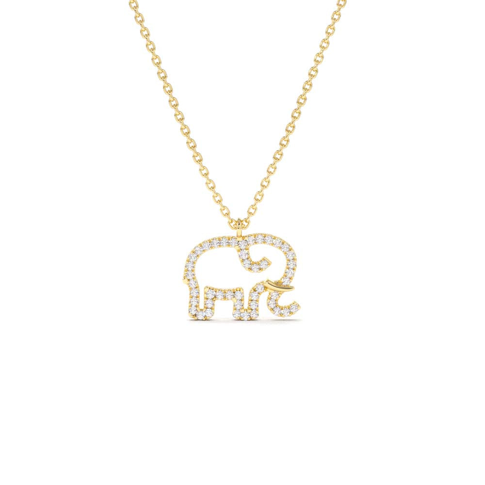 14K Gold Diamond Elephant Charm Necklace by Orlina Fine