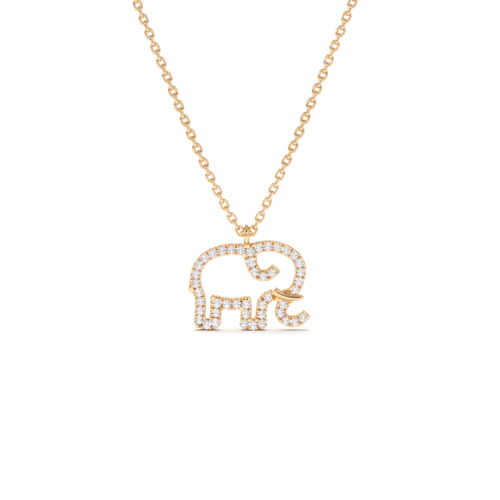 14K Gold Diamond Elephant Charm Necklace - view 2