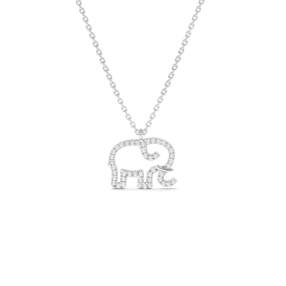 14K Gold Diamond Elephant Charm Necklace - view 3