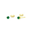 14K Gold Round Cut Emerald Stud Earrings by Orlina Fine