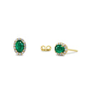 14K Gold Oval Cut Emerald Diamond Earrings by Orlina Fine
