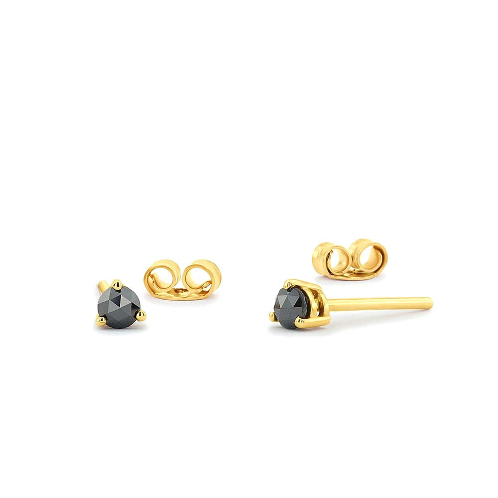 14K Gold Rose Cut Black Diamond Earrings by Orlina Fine
