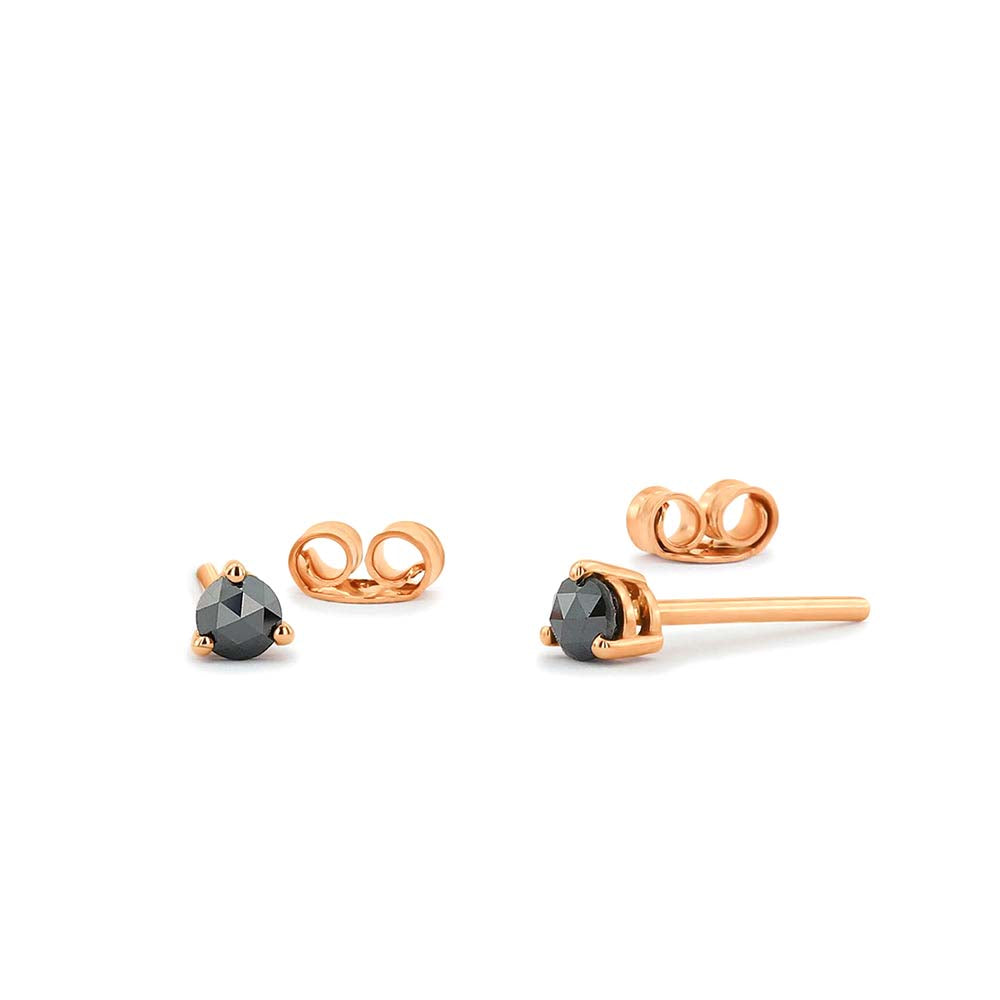 14K Gold Rose Cut Black Diamond Earrings - view 2
