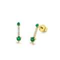 14K Gold Round Emerald and Diamond Earrings by Orlina Fine