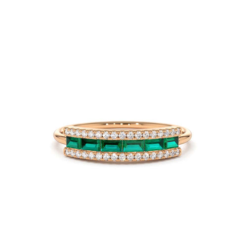 14K Baguette Emerald and Diamonds Ring - view 2