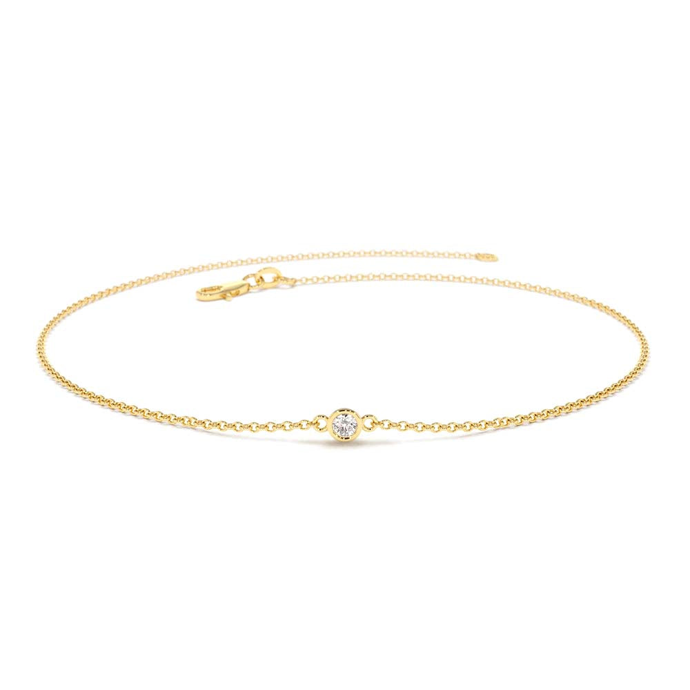 14K Dainty Diamond Solitaire Bracelet - view 2