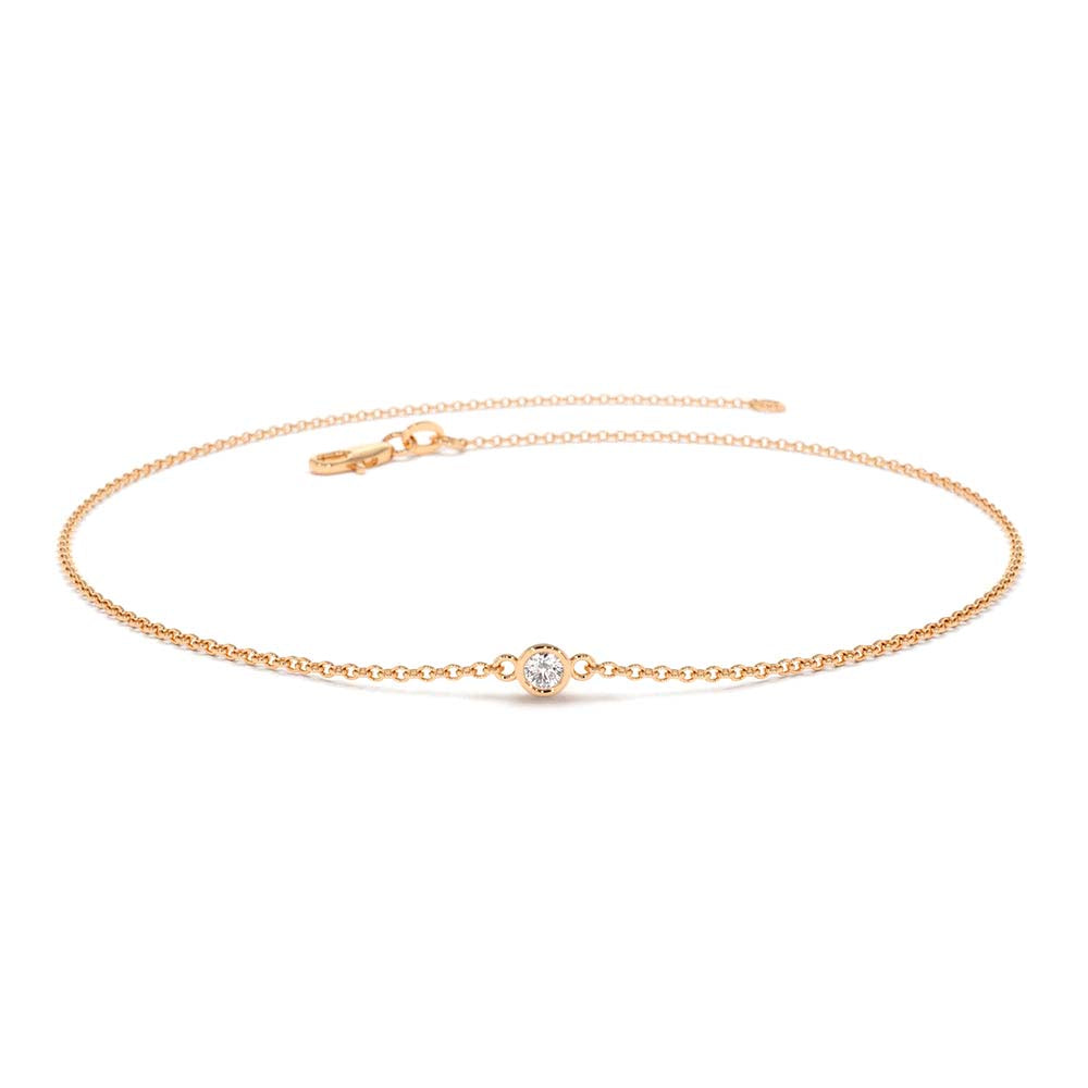14K Gold Bezel Setting Diamond Solitaire Bracelet 0.05ctw - view 7