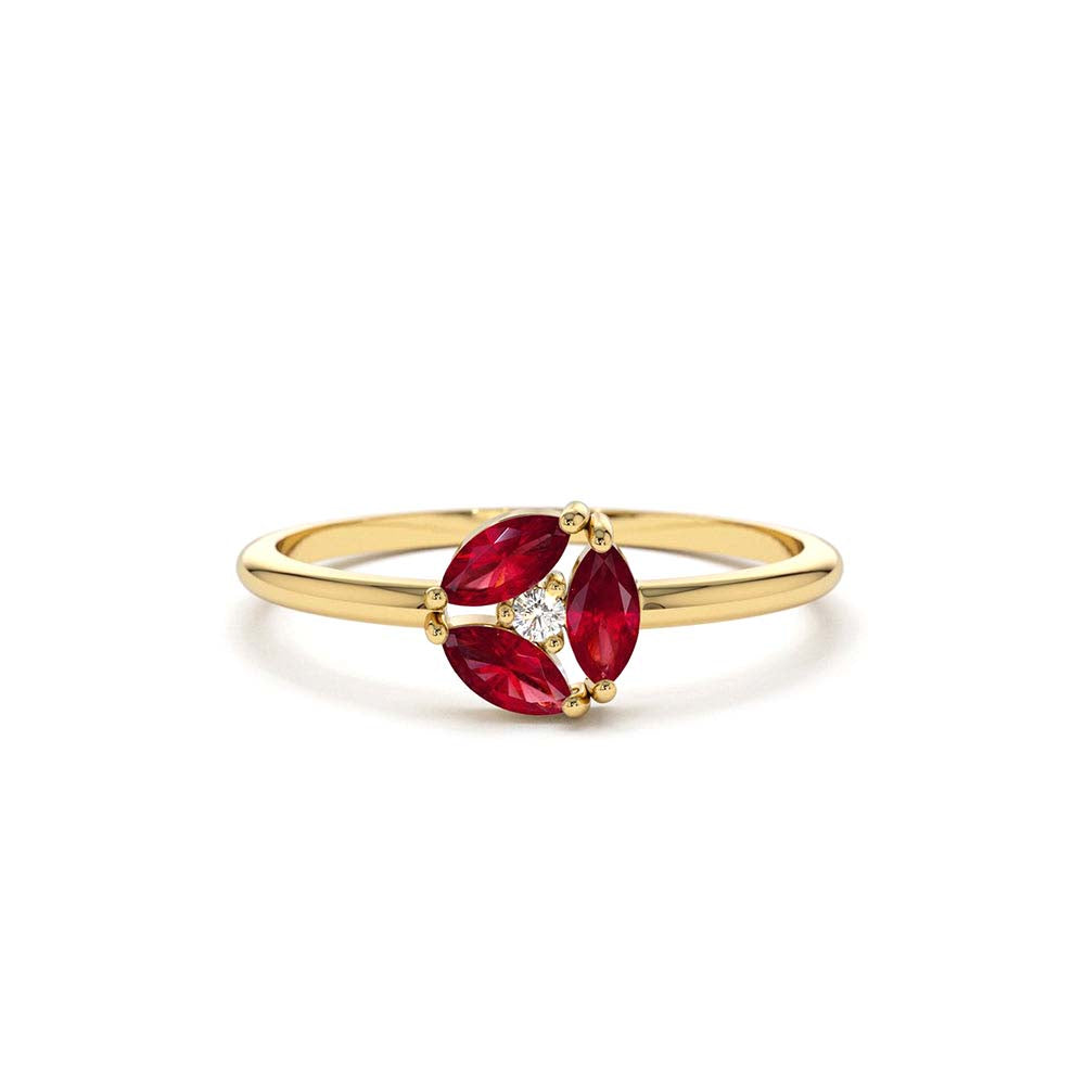 14K Ruby Cluster Diamond Ring by Orlina Fine