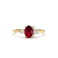 14K Diamond and Oval Ruby Ring by Orlina Fine