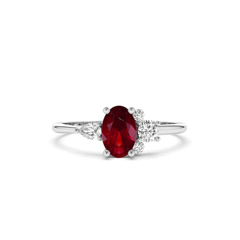 14K Diamond and Oval Ruby Ring - view 3