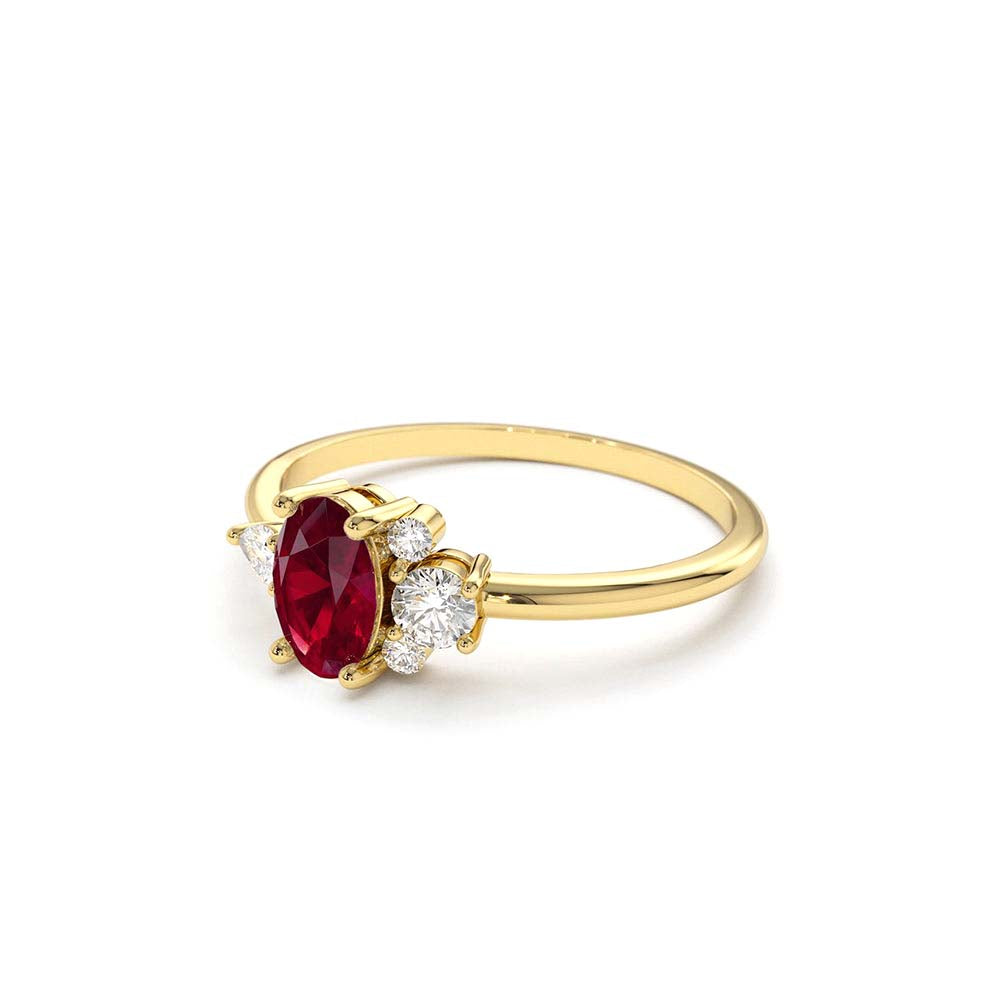 14K Diamond and Oval Ruby Ring - view 4