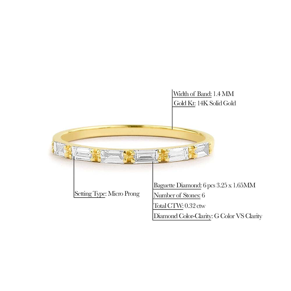 14K Gold Baguette Diamond Wedding Ring - view 4