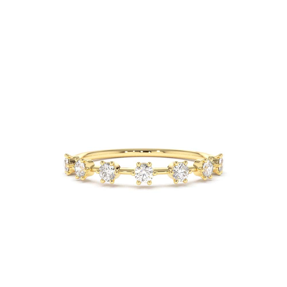 14K Gold 7 Stone Round Diamond Wedding Ring by Orlina Fine