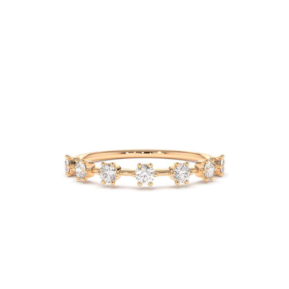 14K Gold 7 Stone Round Diamond Wedding Ring - view 2