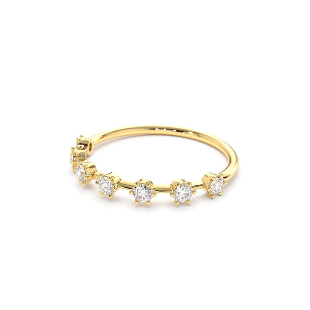 14K Gold 7 Stone Round Diamond Wedding Ring - view 4
