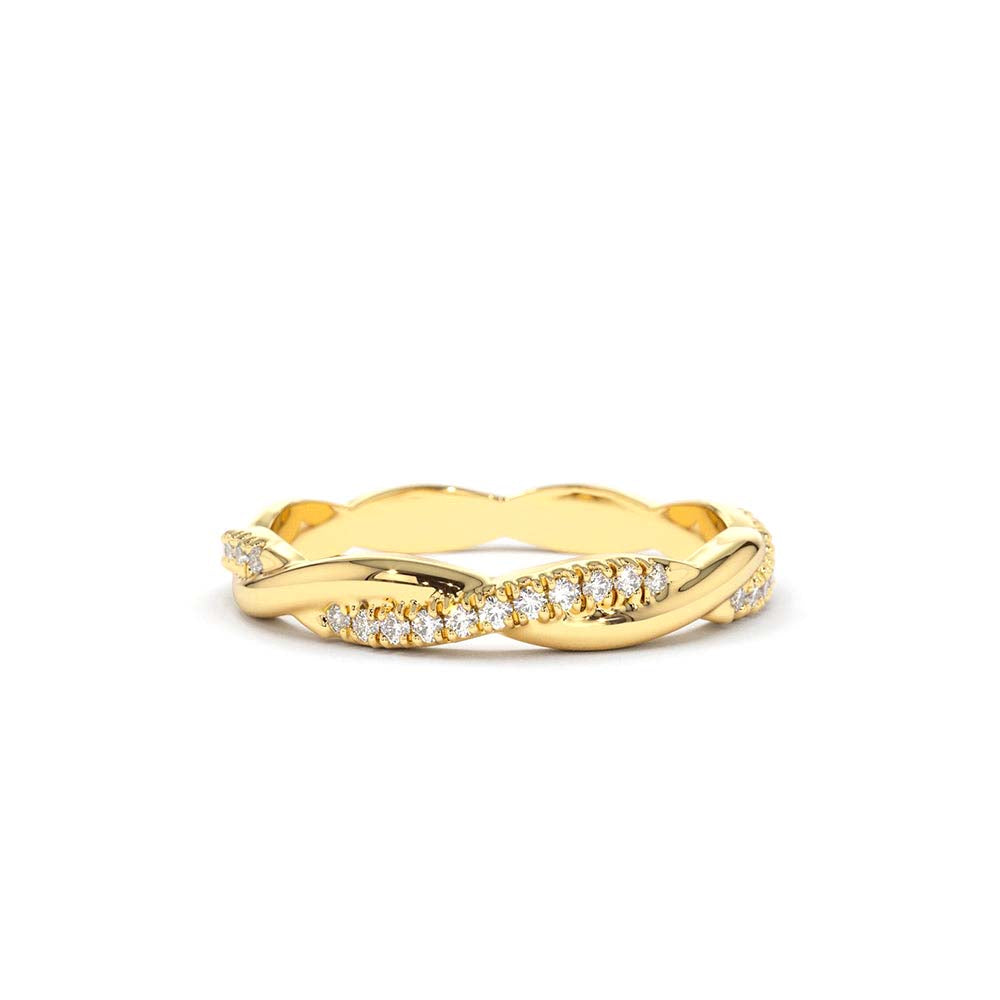 14K Gold Weaving Braid Eternity Diamond Ring by Orlina Fine