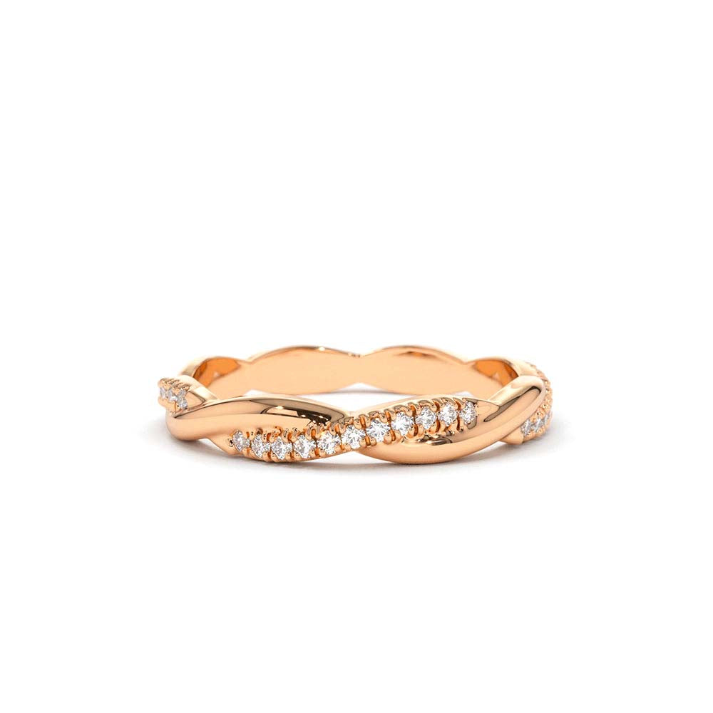 14K Gold Weaving Braid Eternity Diamond Ring - view 2