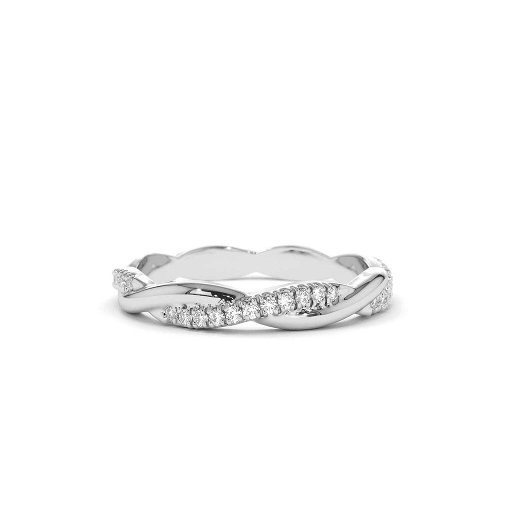 14K Gold Weaving Braid Eternity Diamond Ring - view 3