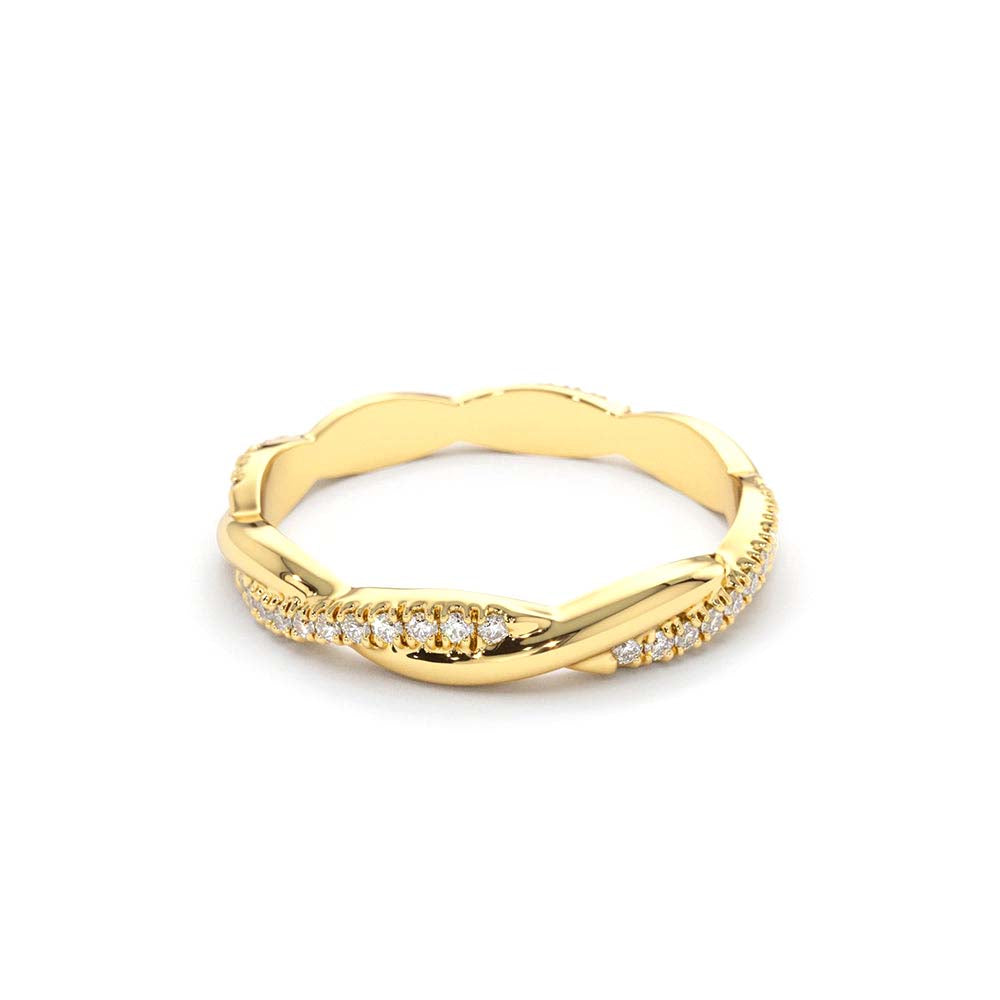 14K Gold Weaving Braid Eternity Diamond Ring - view 5