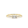 14K Gold Baguette & Round Diamond Engagement Ring by Orlina Fine