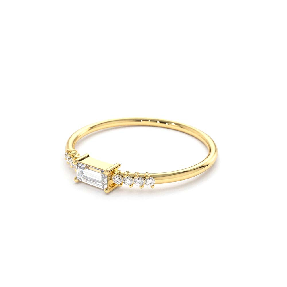 14K Gold Baguette & Round Diamond Engagement Ring - view 5