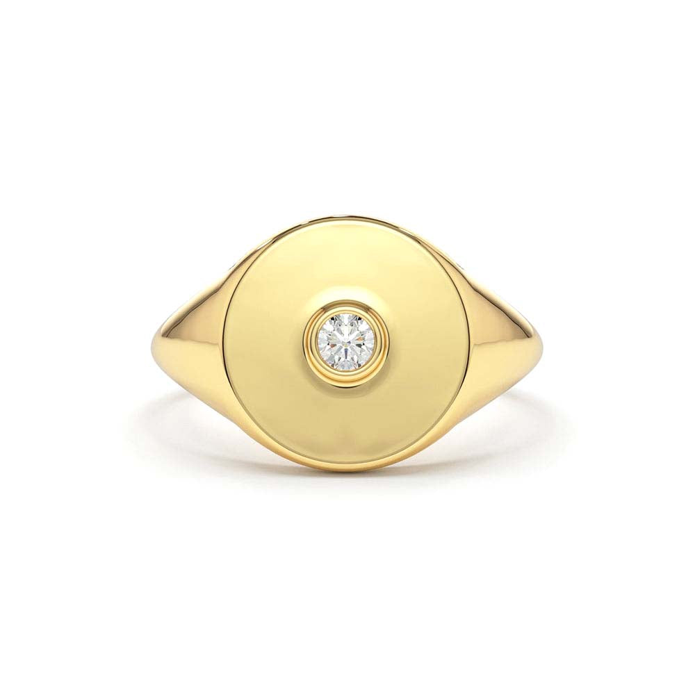 14K Gold Diamond Pinky Signet Ring by Orlina Fine