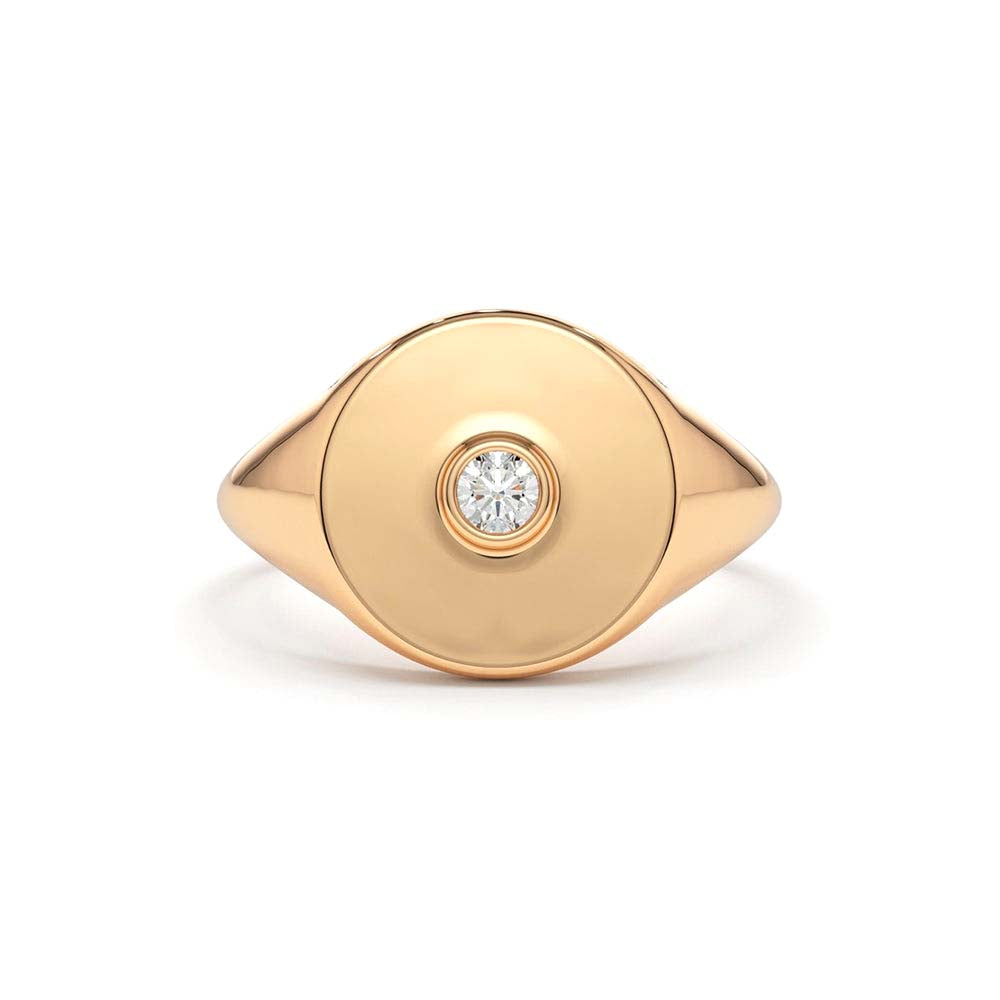 14K Gold Diamond Pinky Signet Ring - view 2